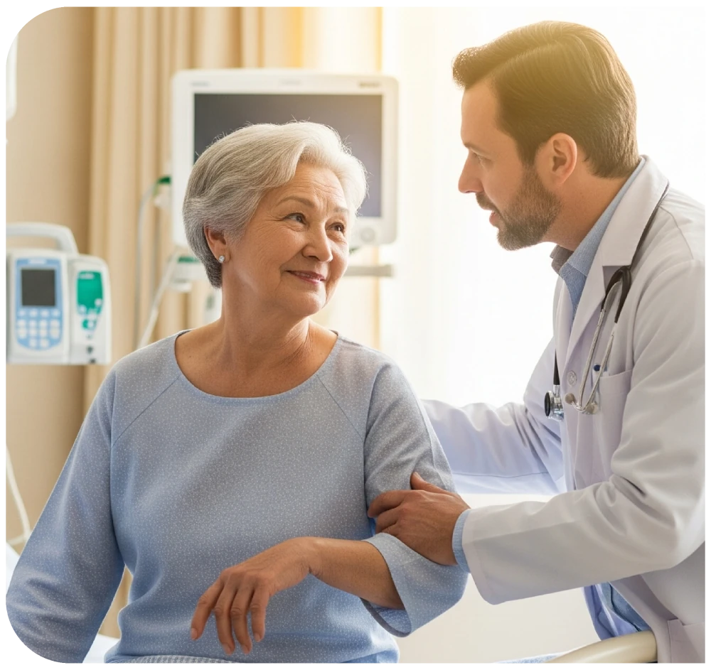 Doctor caring for patient